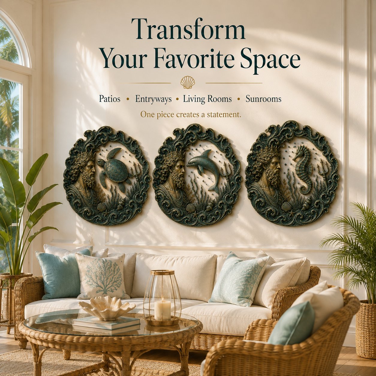 ⏳49% OFF – 🔱 Poseidon Sea Guardian Sculptural Metal Wall Art Collection