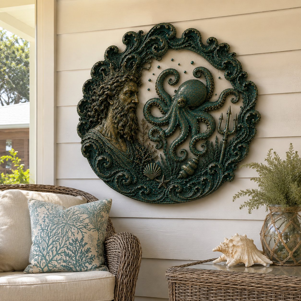 ⏳49% OFF – 🔱 Poseidon Sea Guardian Sculptural Metal Wall Art Collection