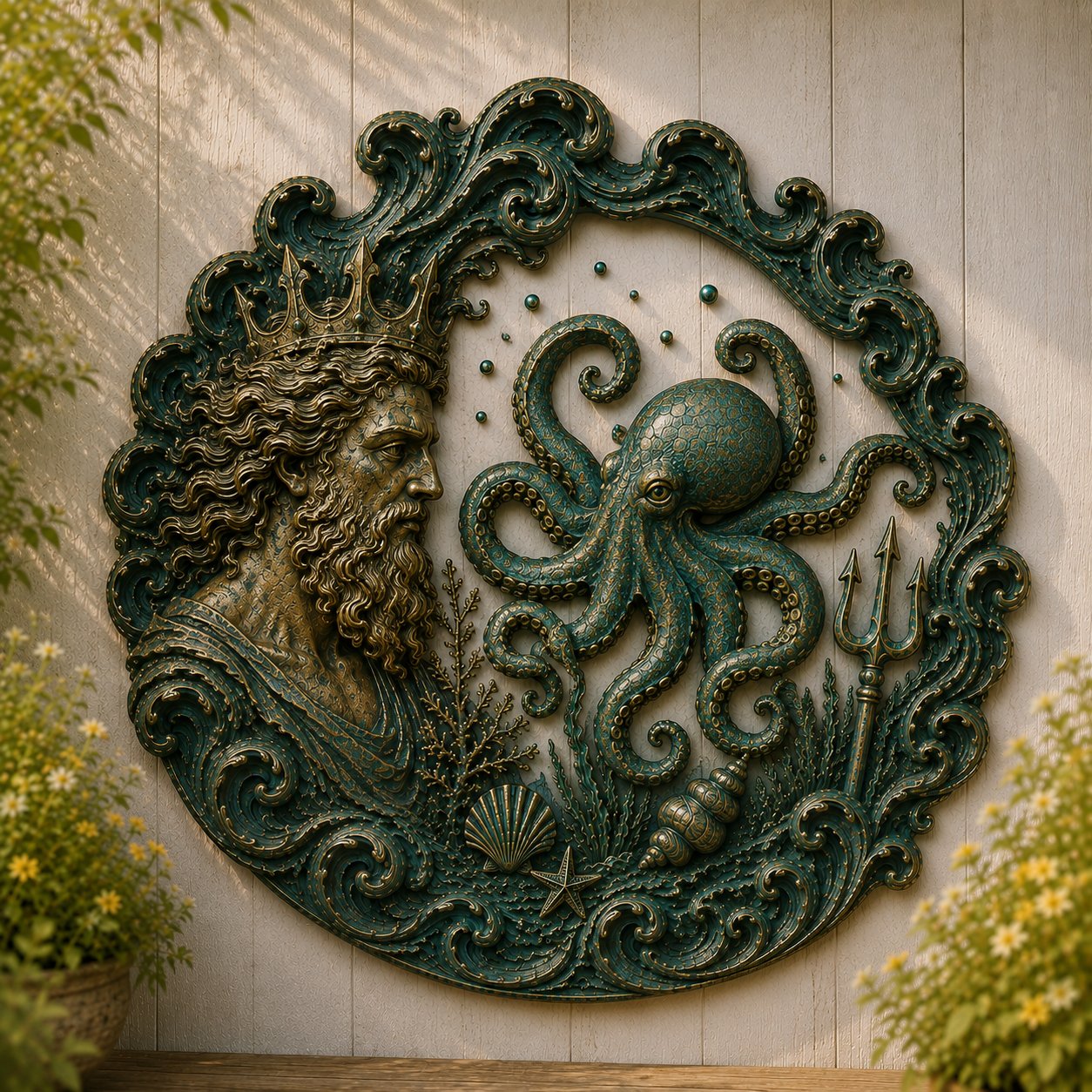 ⏳49% OFF – 🔱 Poseidon Sea Guardian Sculptural Metal Wall Art Collection
