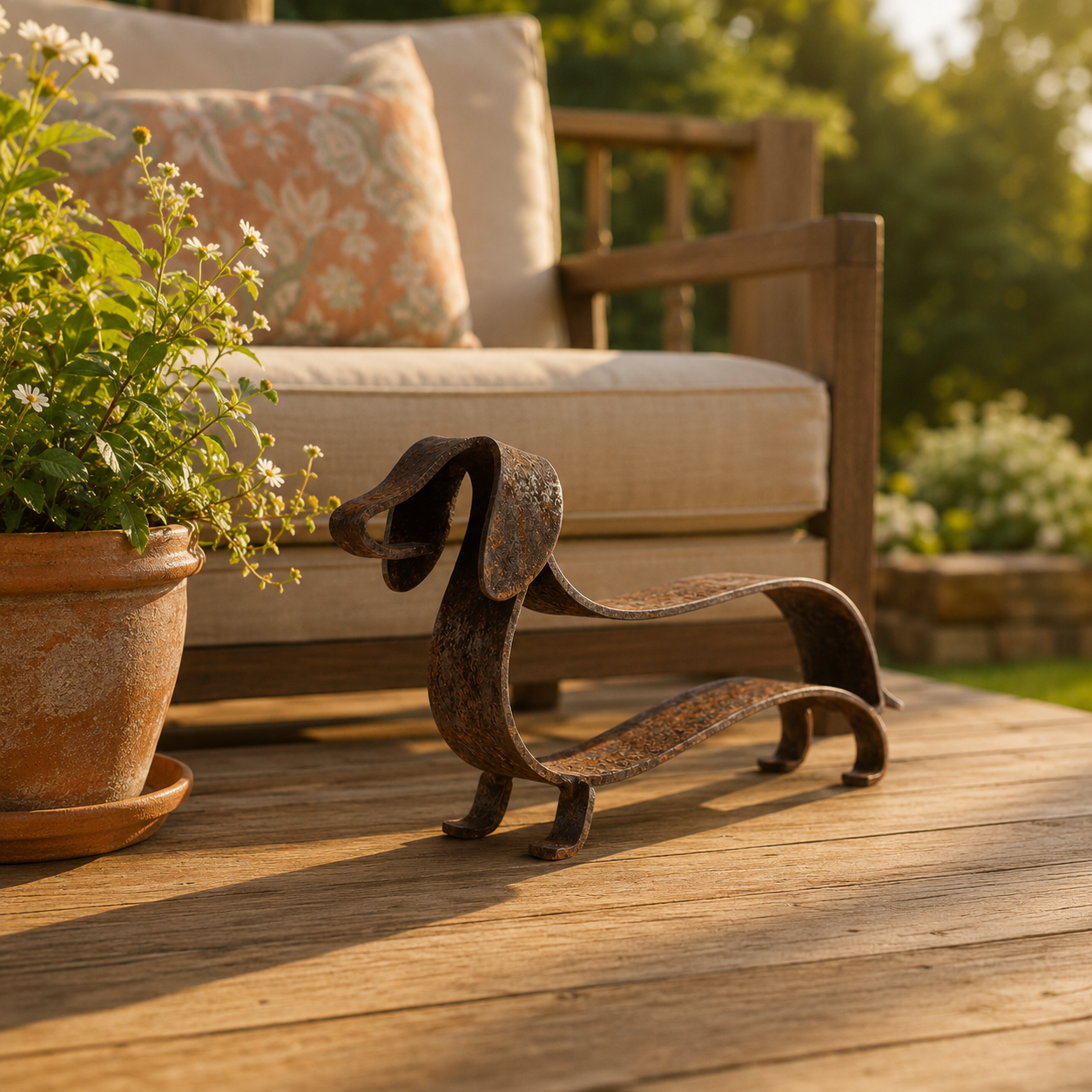 🐶🎨 Rustic Charm, Dachshund Style — Metal Sculpture for Home & Garden