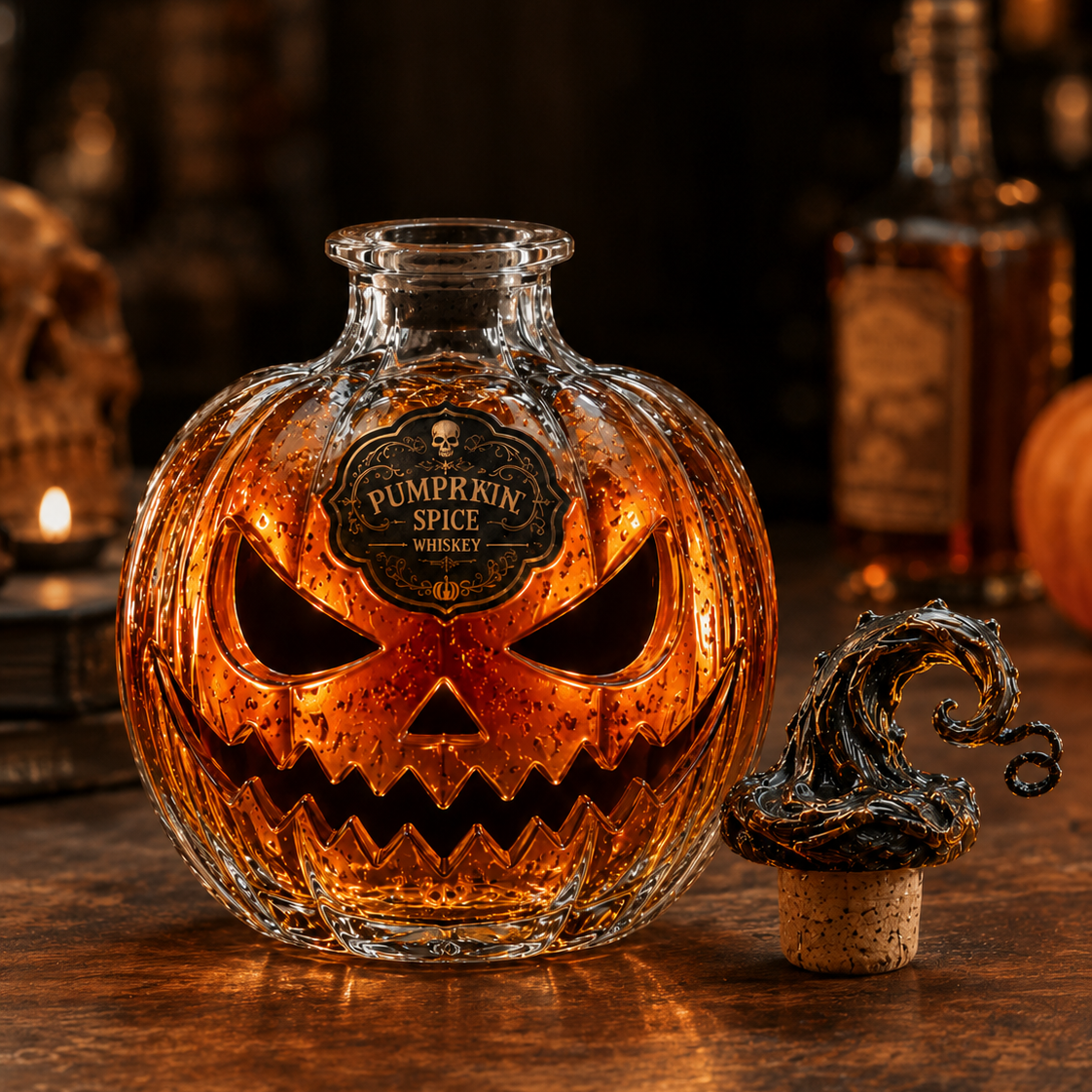 🎃 Pumpkin Spice Jack-O’-Lantern Whiskey Decanter