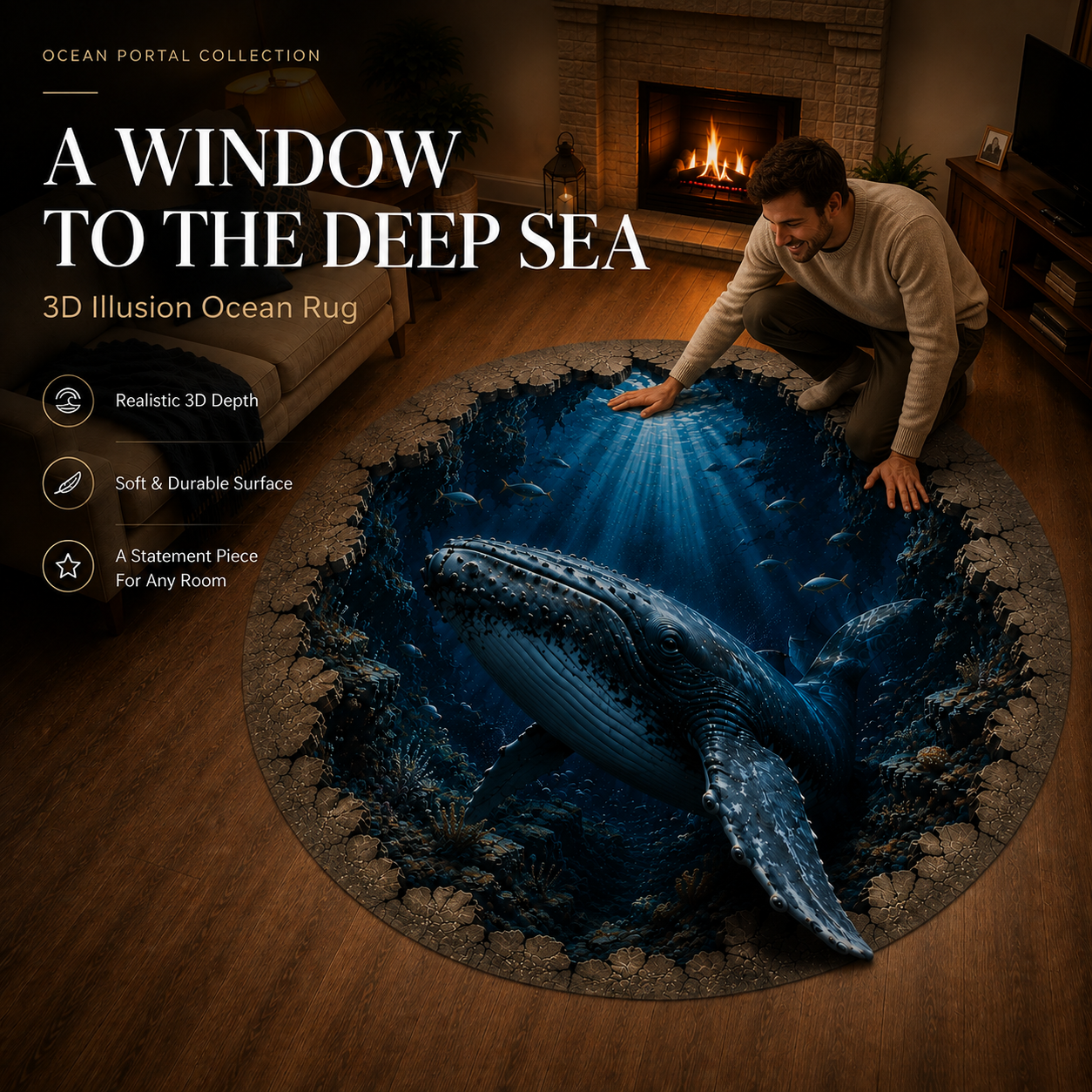 🦈 50% OFF Ocean Portal Illusion Rug™ - A Realistic 3D Ocean World Beneath Your Feet