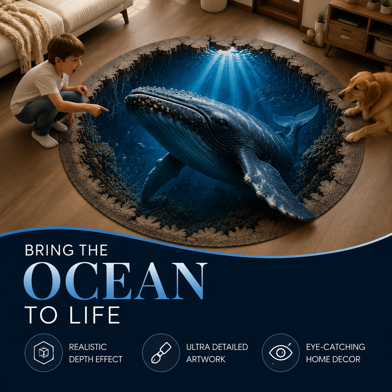 🦈 50% OFF Ocean Portal Illusion Rug™ - A Realistic 3D Ocean World Beneath Your Feet