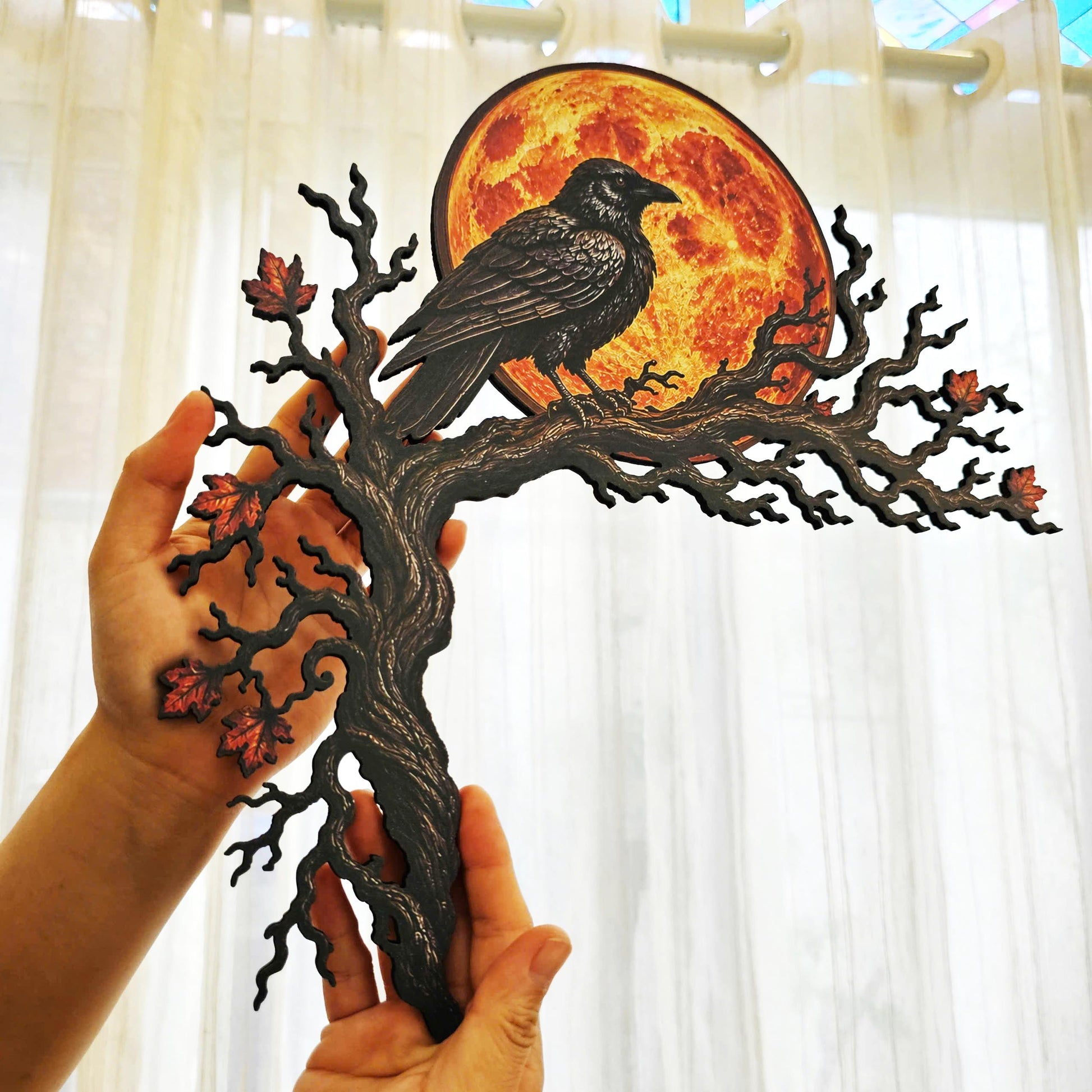 🌙 Halloween Crow Moon Corner Decoration