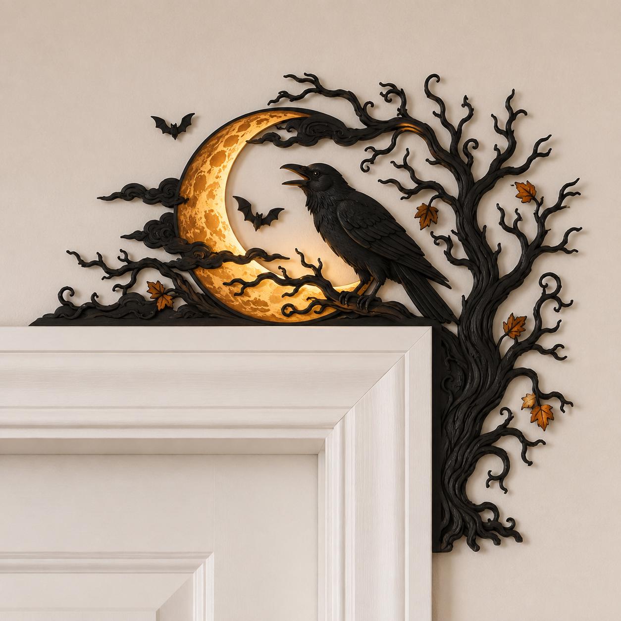 🌙 Halloween Crow Moon Corner Decoration