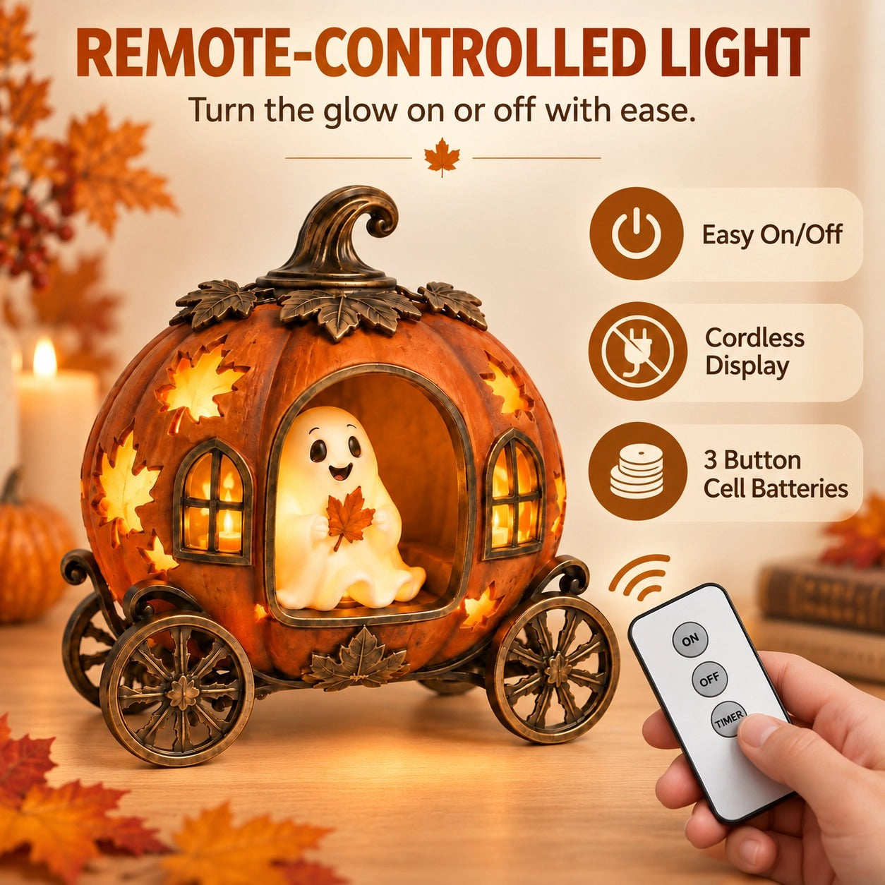 🎃 Halloween Pumpkin Ghost Carriage Decoration