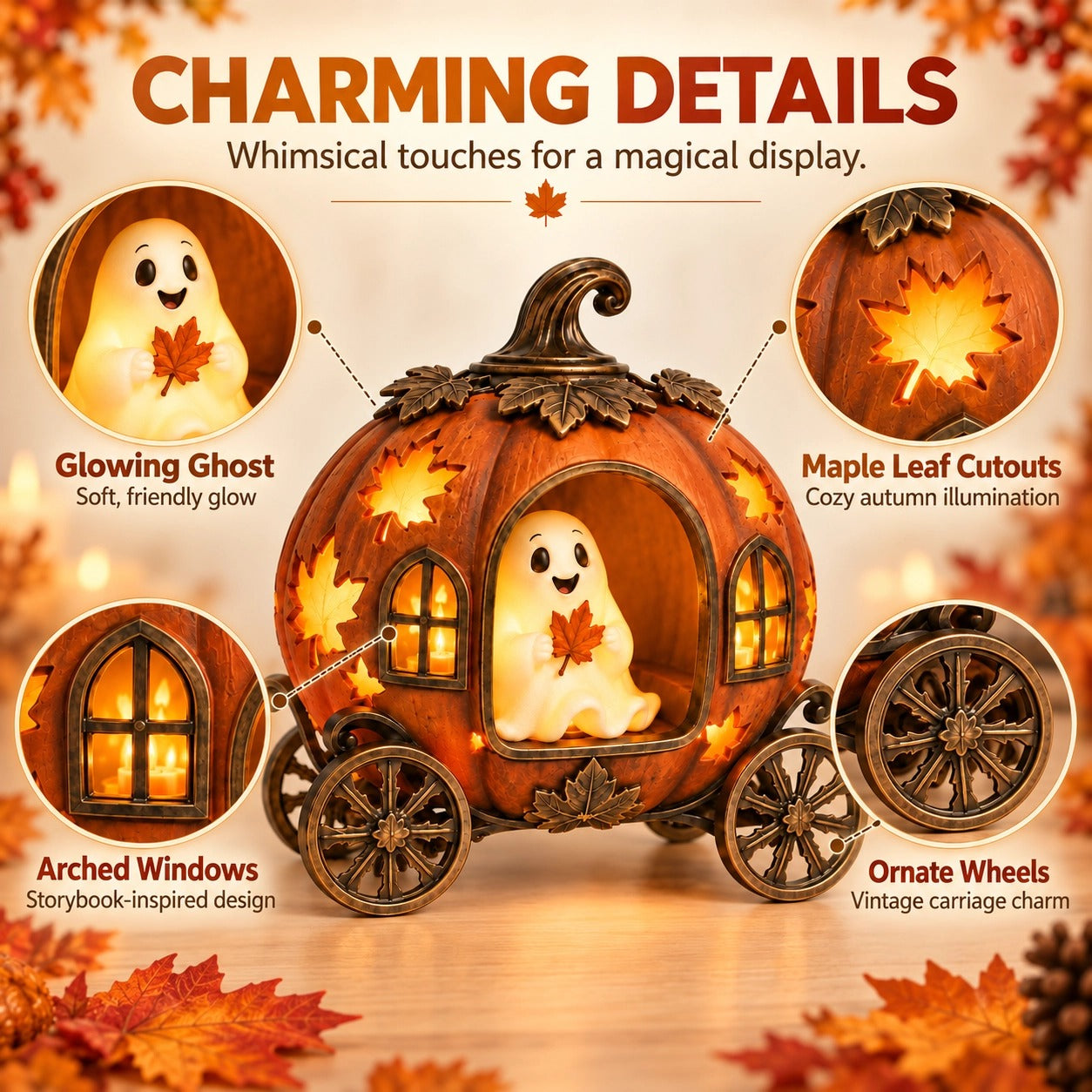 🎃 Halloween Pumpkin Ghost Carriage Decoration