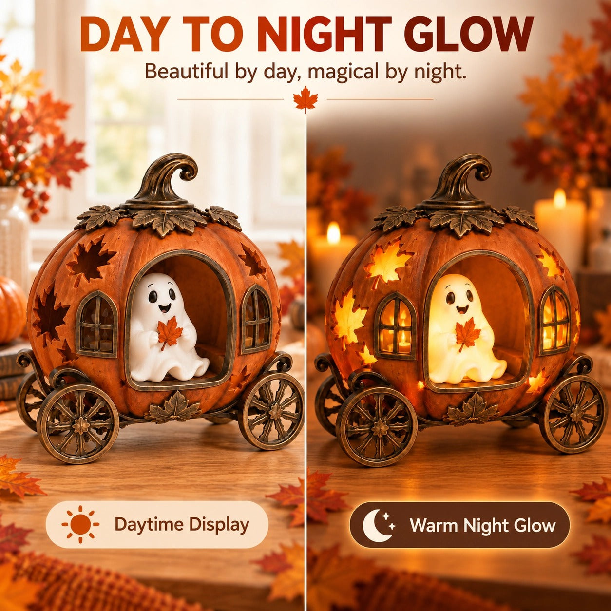 🎃 Halloween Pumpkin Ghost Carriage Decoration