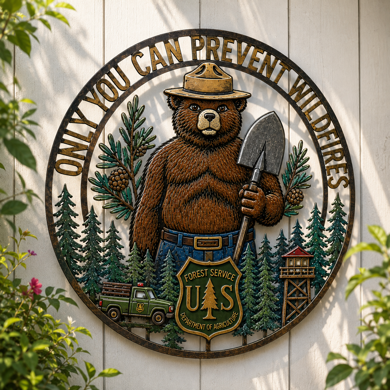 🐻 Rustic Forest Bear Metal Wall Art