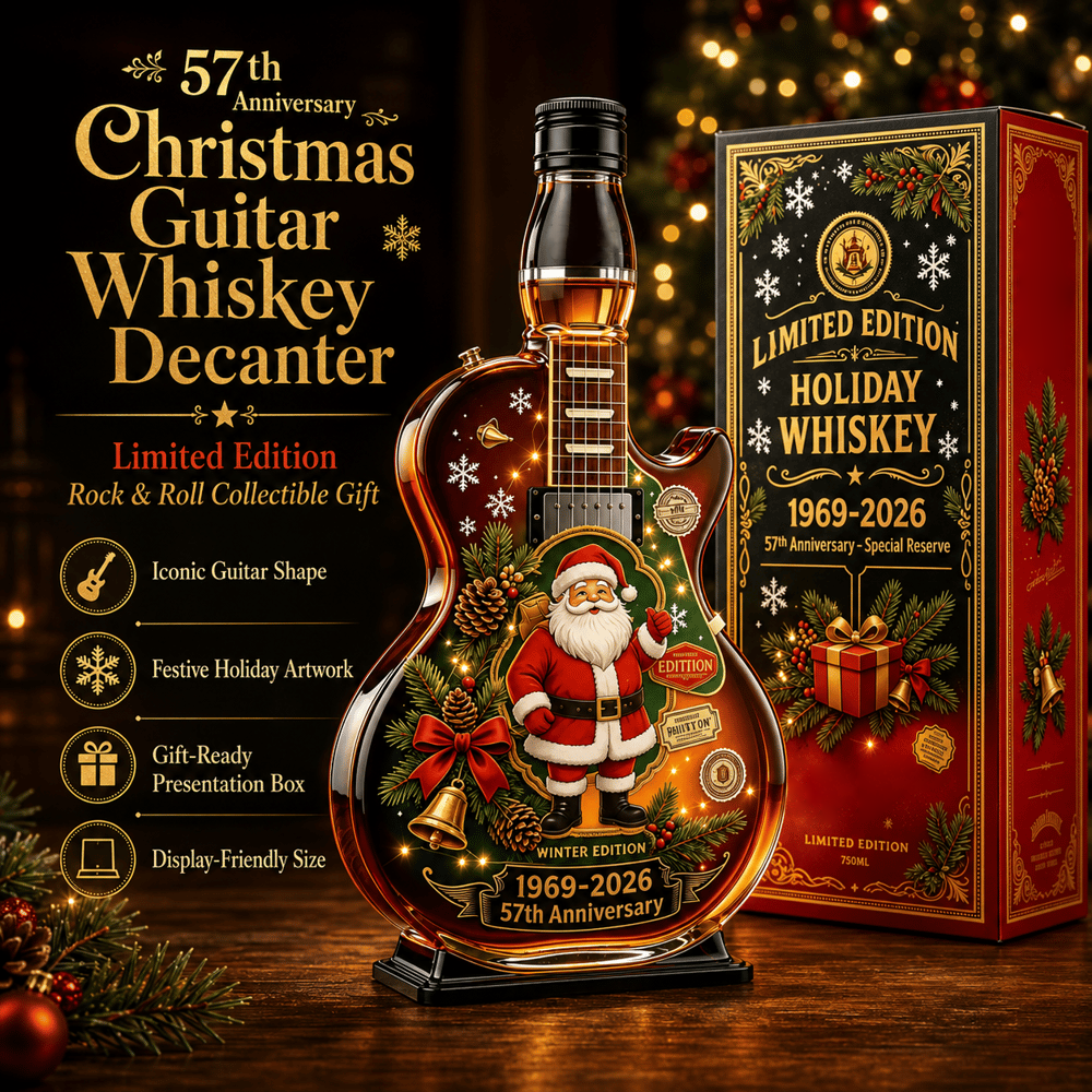 🎄🎁57th Anniversary Christmas Guitar Whiskey Decanter - Limited Edition Rock & Roll Collectible Gift