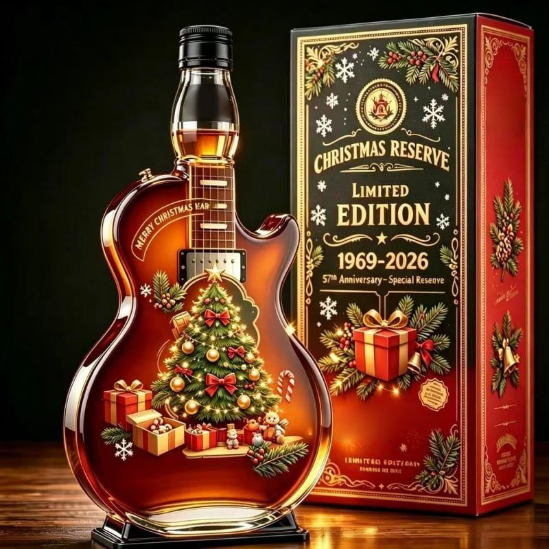 🎄🎁57th Anniversary Christmas Guitar Whiskey Decanter - Limited Edition Rock & Roll Collectible Gift