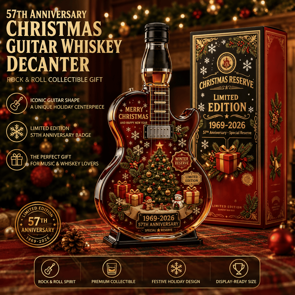🎄🎁57th Anniversary Christmas Guitar Whiskey Decanter - Limited Edition Rock & Roll Collectible Gift