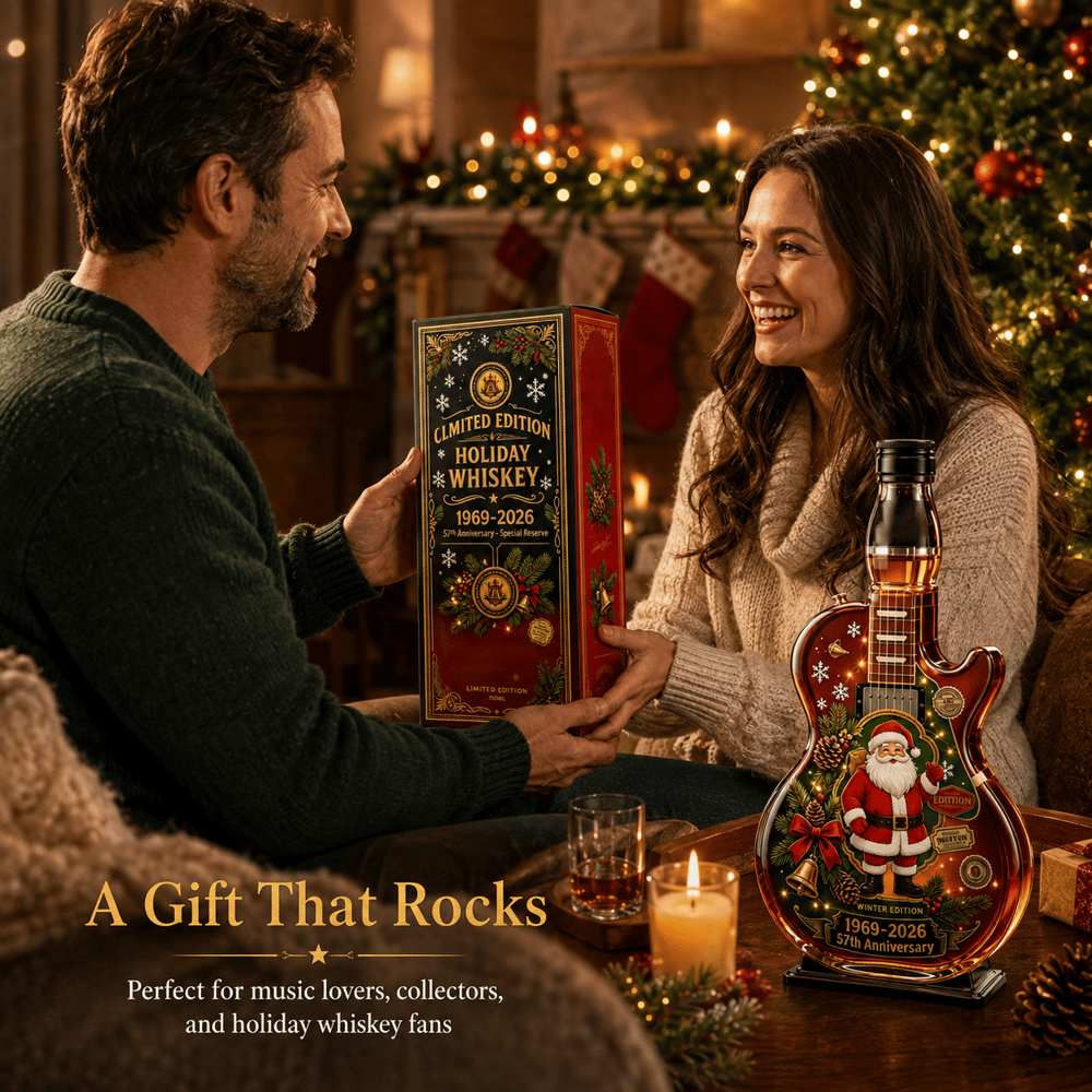 🎄🎁57th Anniversary Christmas Guitar Whiskey Decanter - Limited Edition Rock & Roll Collectible Gift