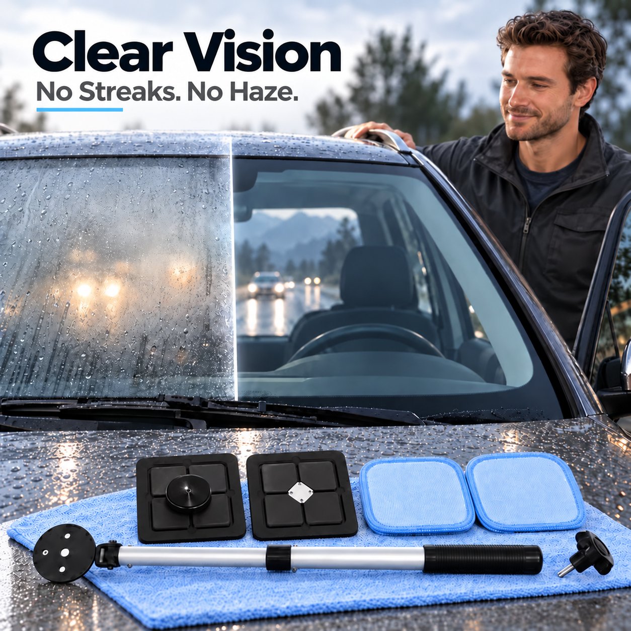 Dual Magnetic Car Windshield Cleaner | Streak-Free Auto Glass Cleaning Kit