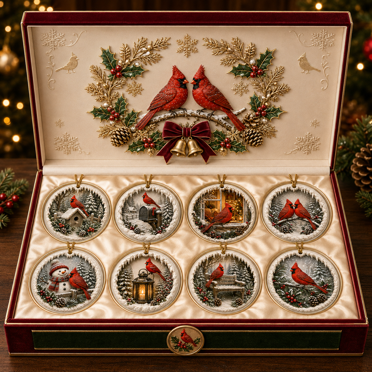 Cardinal Christmas Story Ornaments  (Pack of 8)