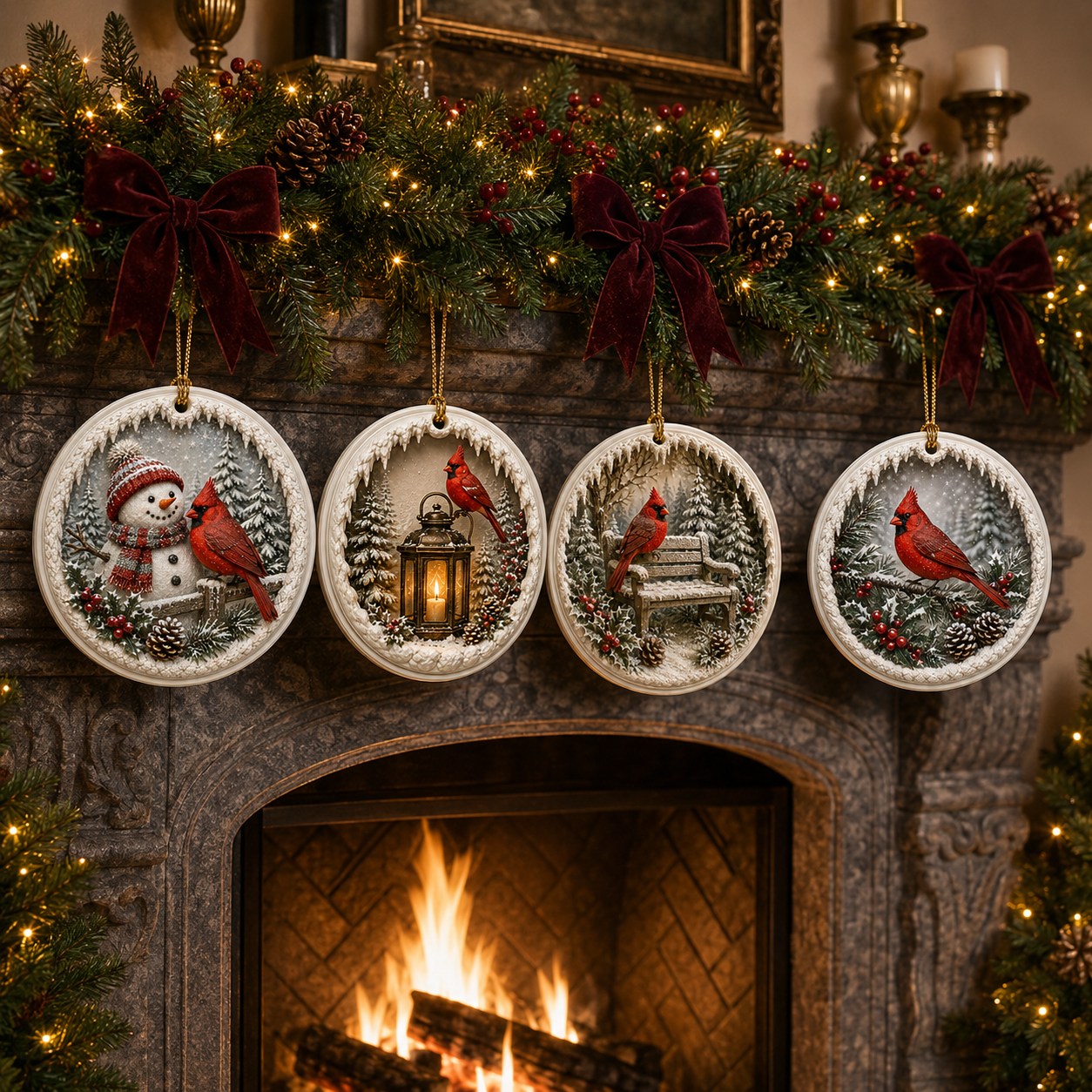 Cardinal Christmas Story Ornaments  (Pack of 8)