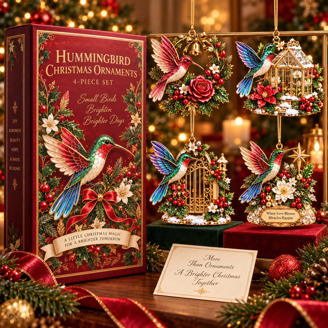 Hummingbird Christmas Ornament Set（Pack of