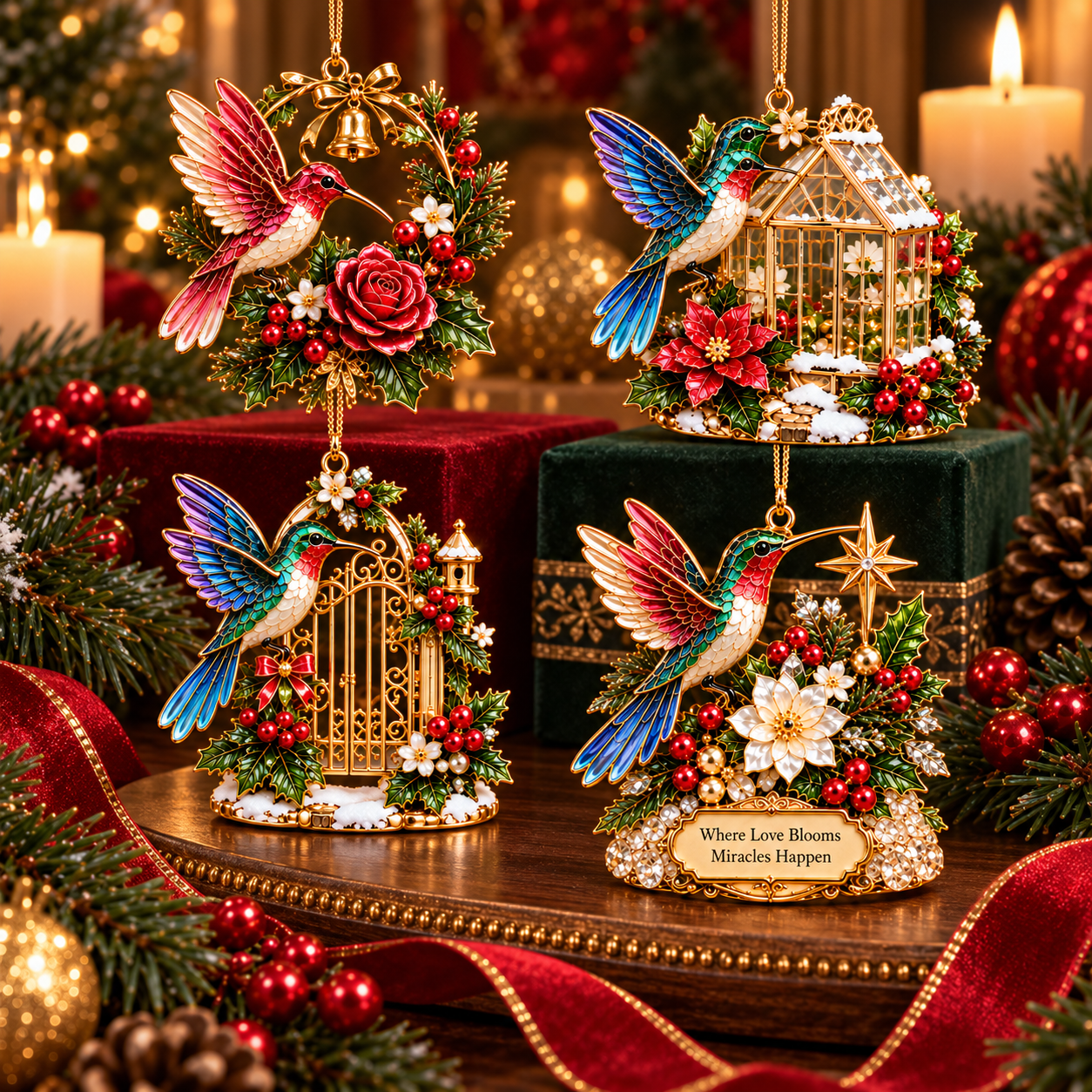 Hummingbird Christmas Ornament Set（Pack of