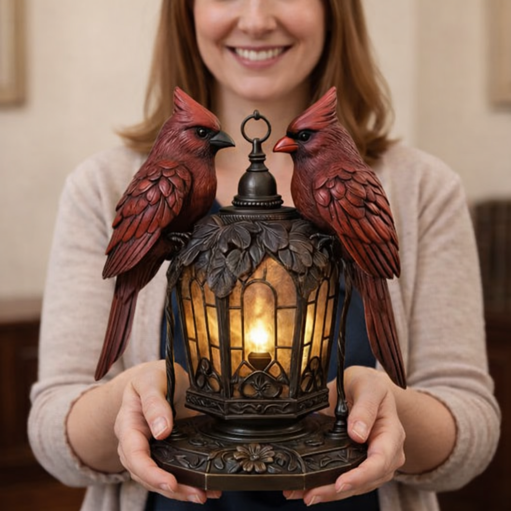 Cardinal Bird Lantern Table Lamp