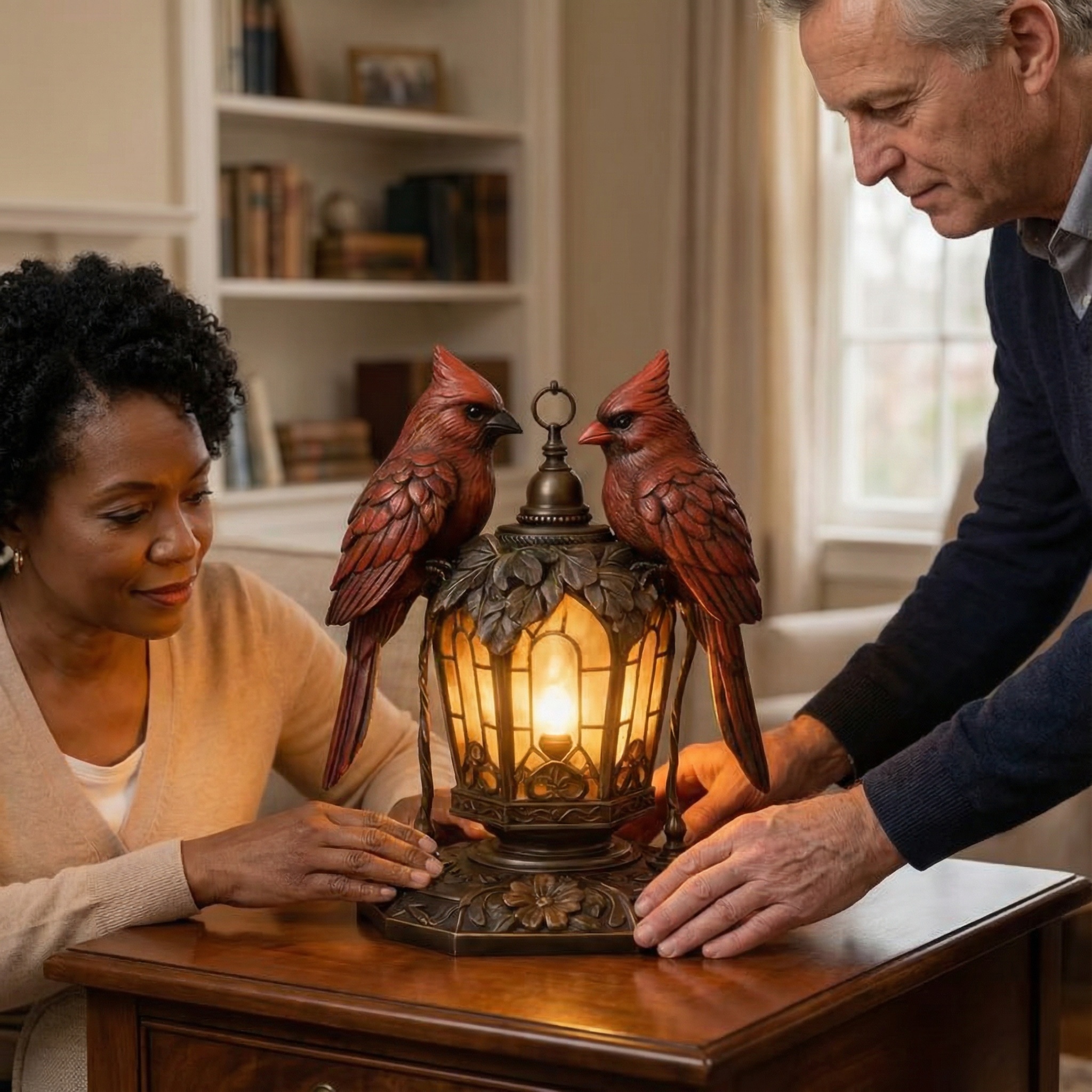 Cardinal Bird Lantern Table Lamp