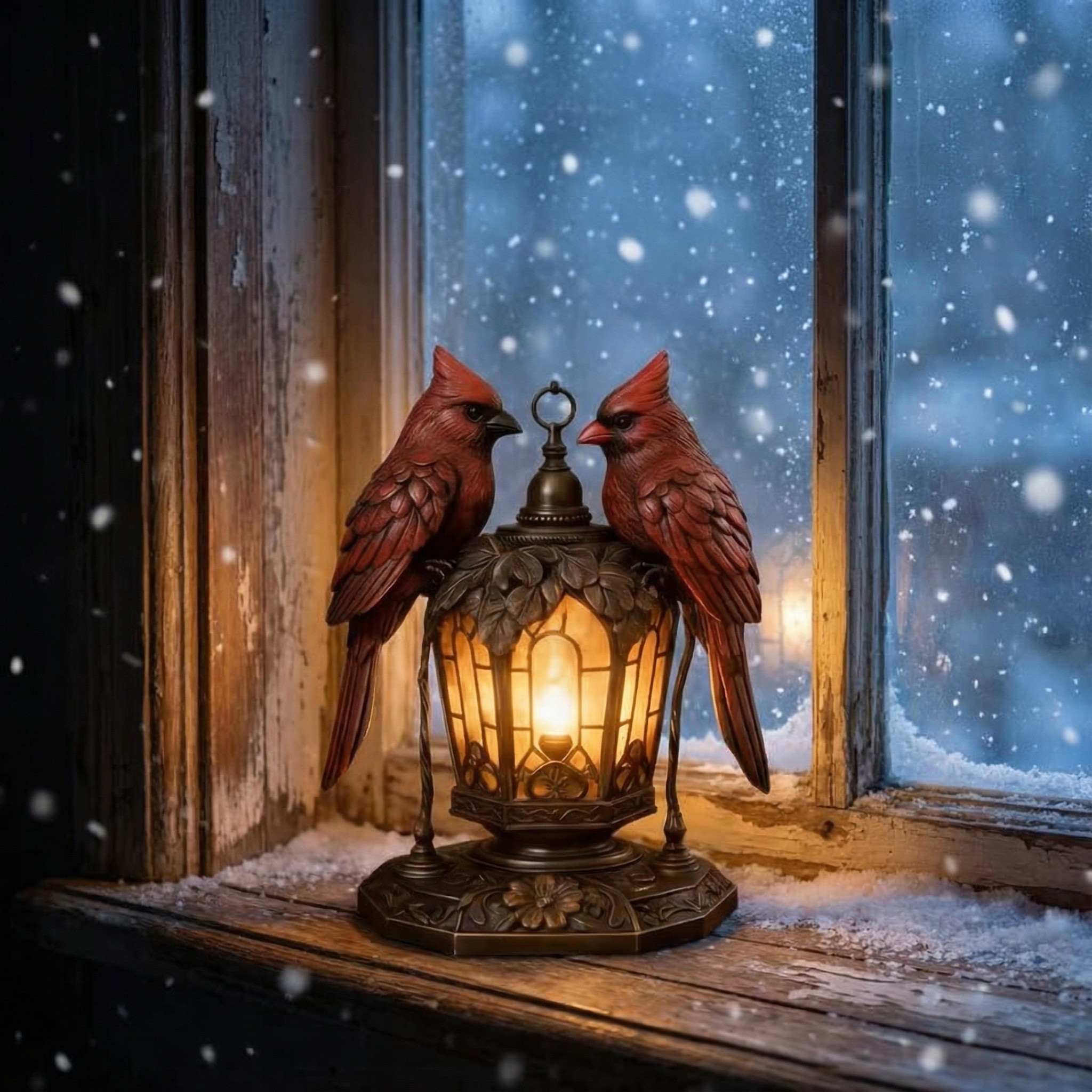 Cardinal Bird Lantern Table Lamp