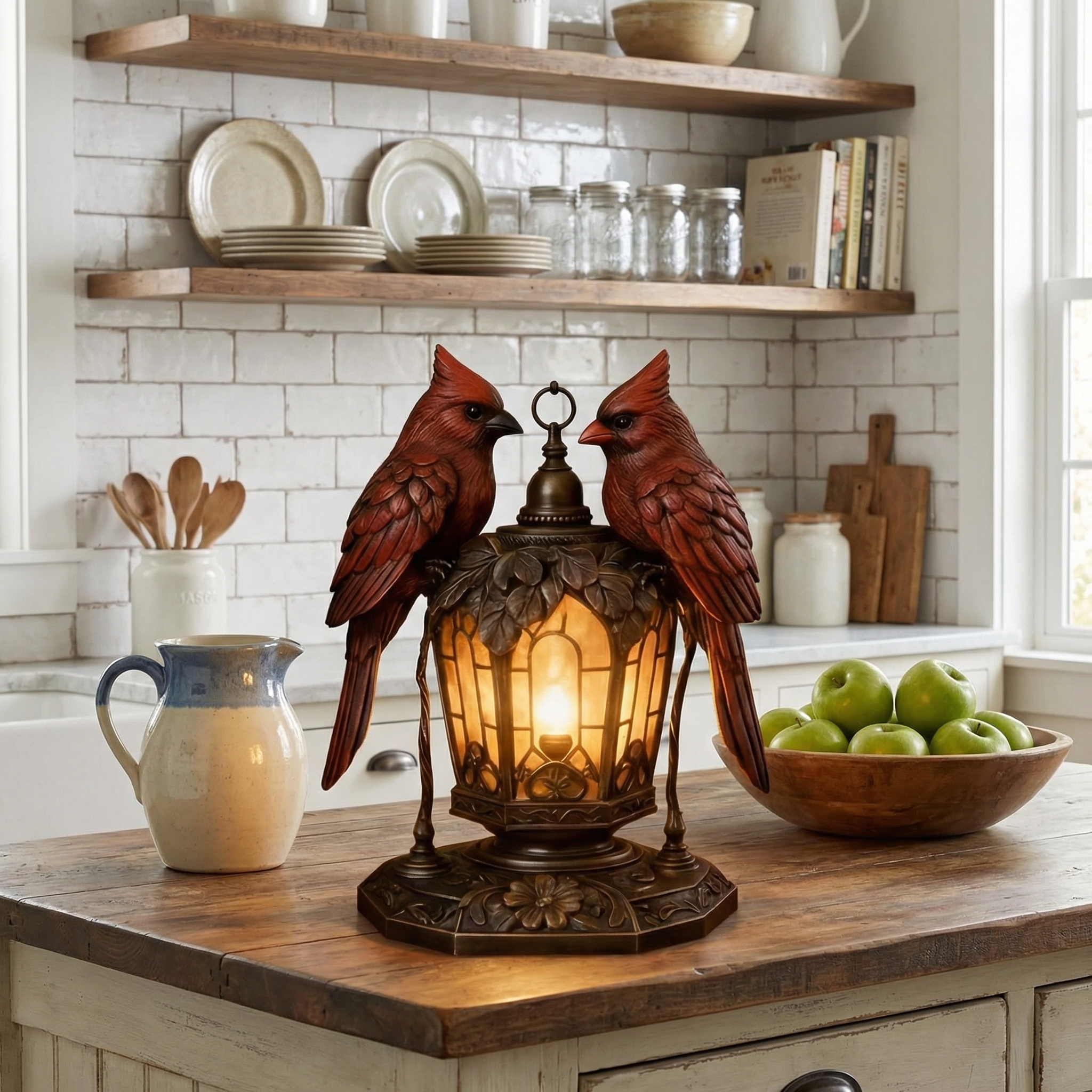 Cardinal Bird Lantern Table Lamp