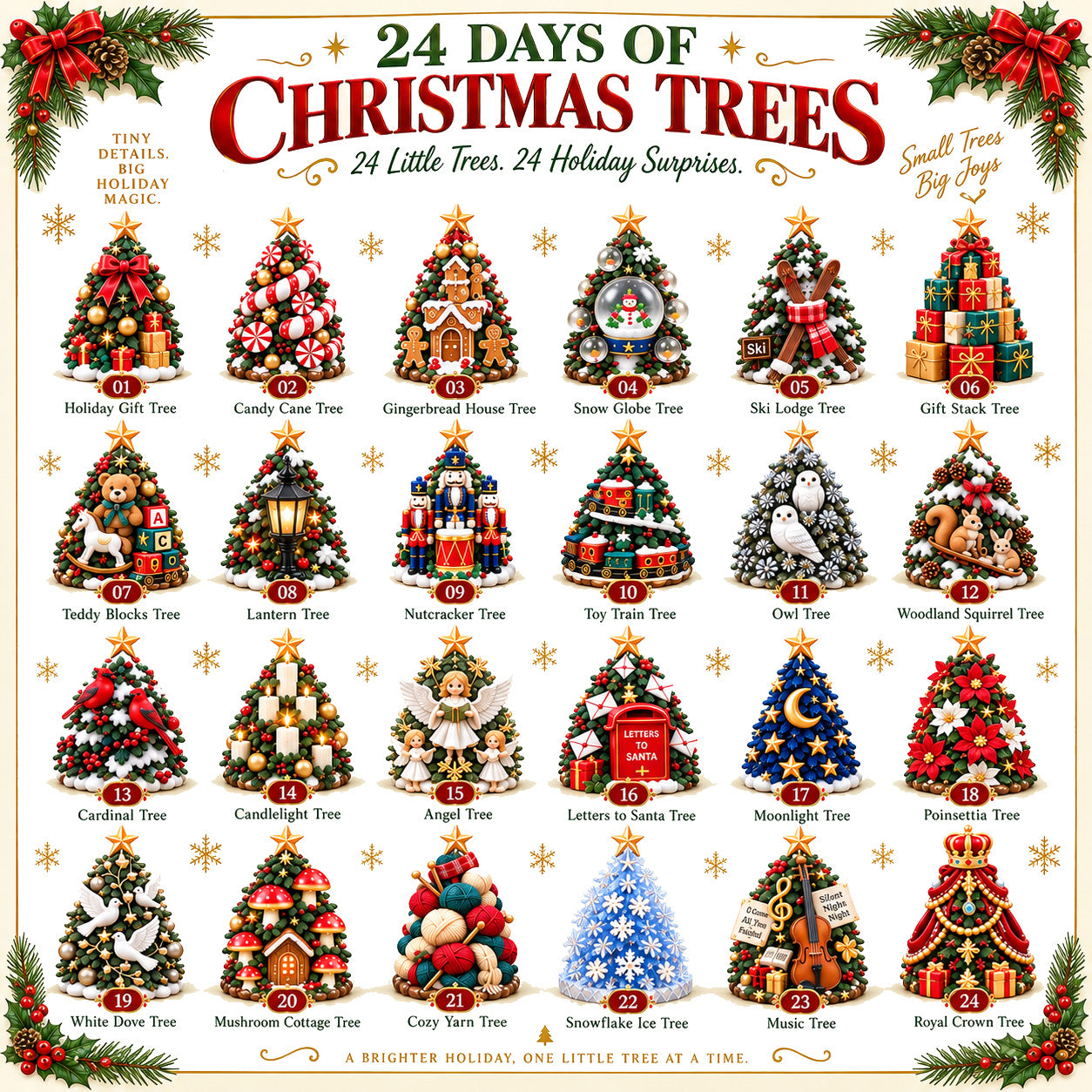 🎄24 Days of Christmas Trees — 24 Unique Mini Tree Collectibles