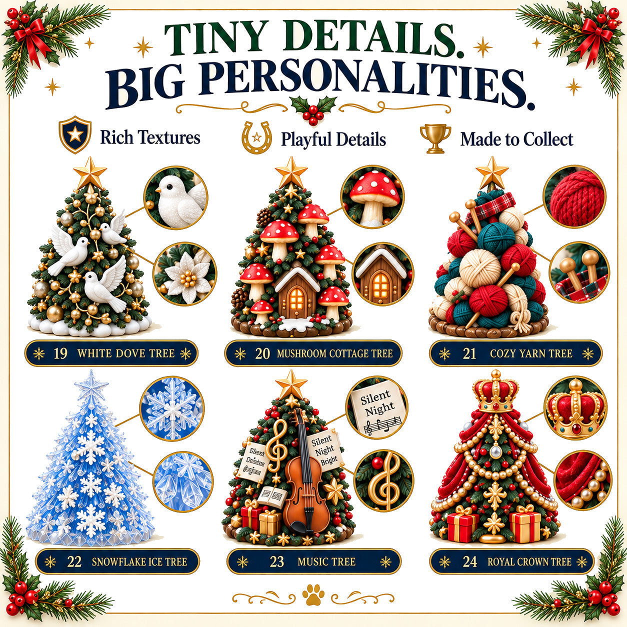 🎄24 Days of Christmas Trees — 24 Unique Mini Tree Collectibles