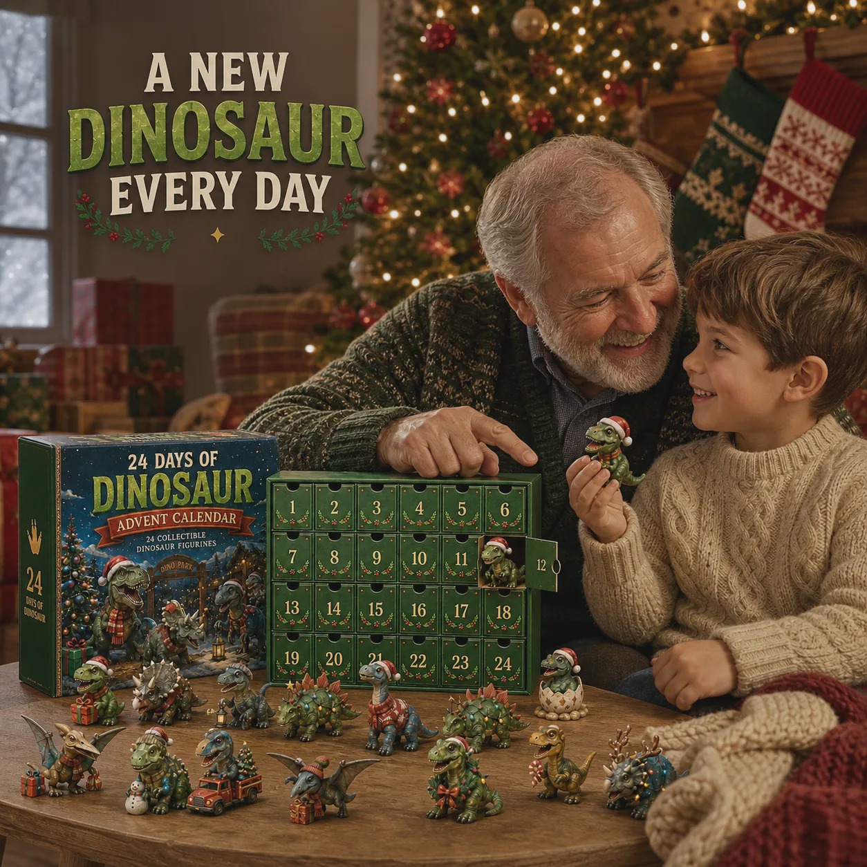 24 Days of Dinosaur Christmas Advent Calendar – 24 Collectible Dino Figurines & Holiday Surprises