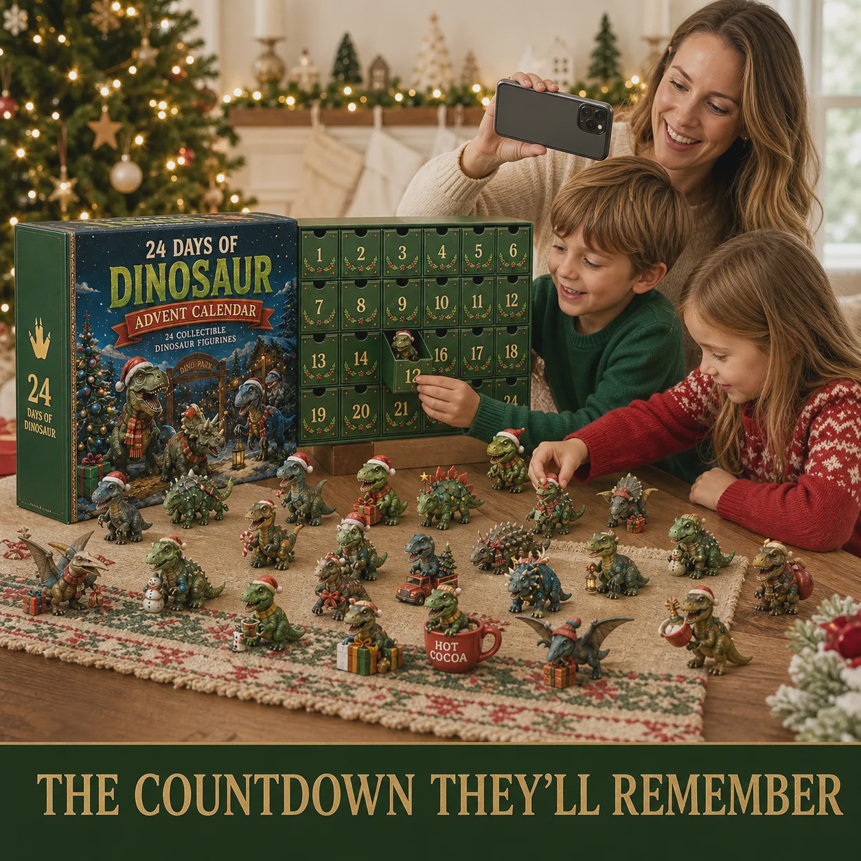 24 Days of Dinosaur Christmas Advent Calendar – 24 Collectible Dino Figurines & Holiday Surprises