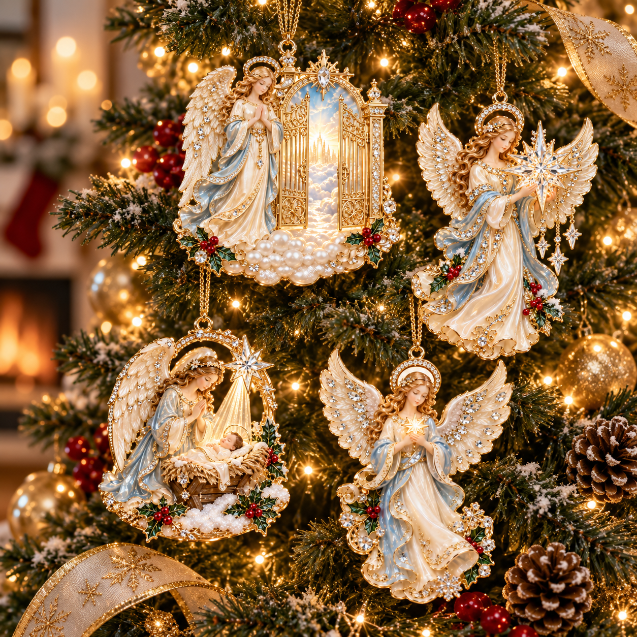 👼 Heavenly Angel Faith Christmas Ornament Collection （4-pack)