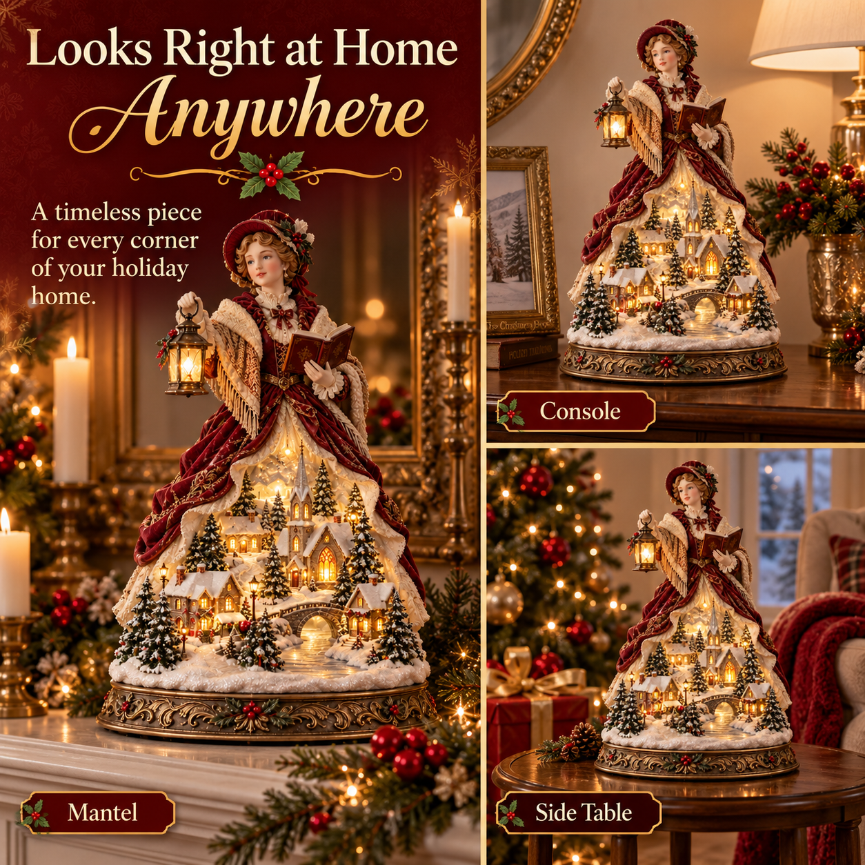 Last Day 49% OFF 🎄 Victorian Caroler Christmas Glow™ – Lighted Village Lady Tabletop Decor