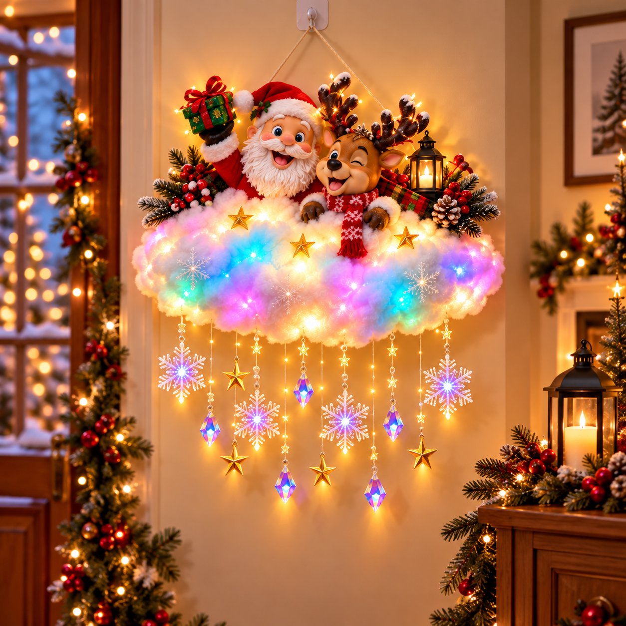 Lighted Christmas Cloud Hanging Decor