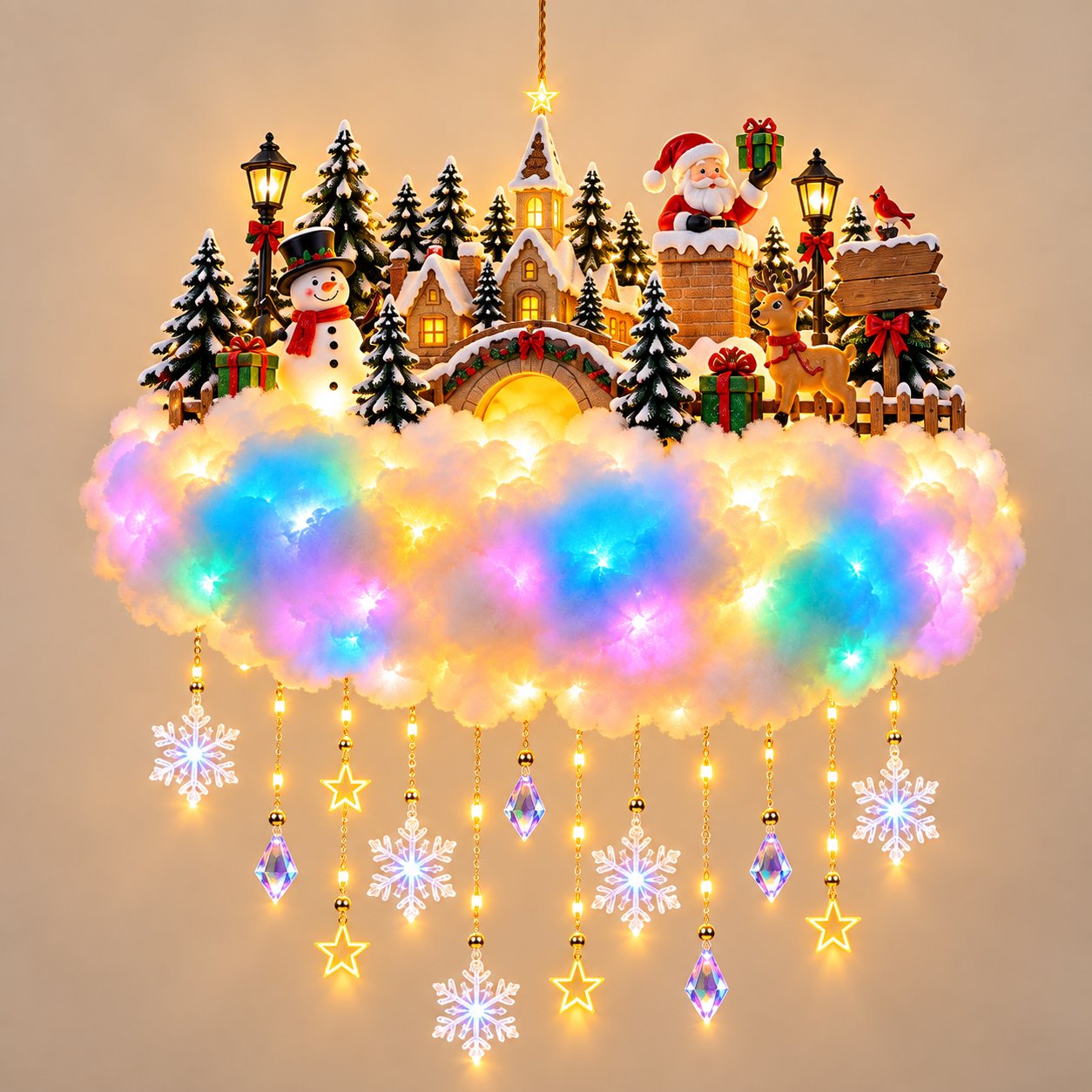 Lighted Christmas Cloud Hanging Decor