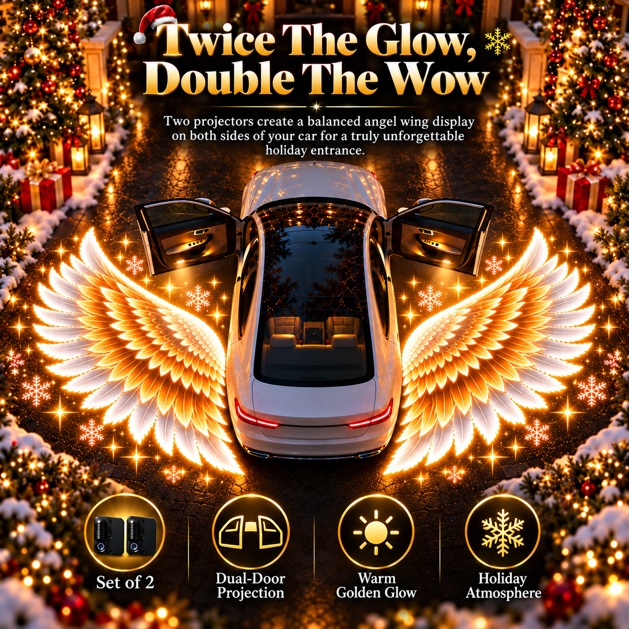 Christmas Angel Wing Car Door Projector Light
