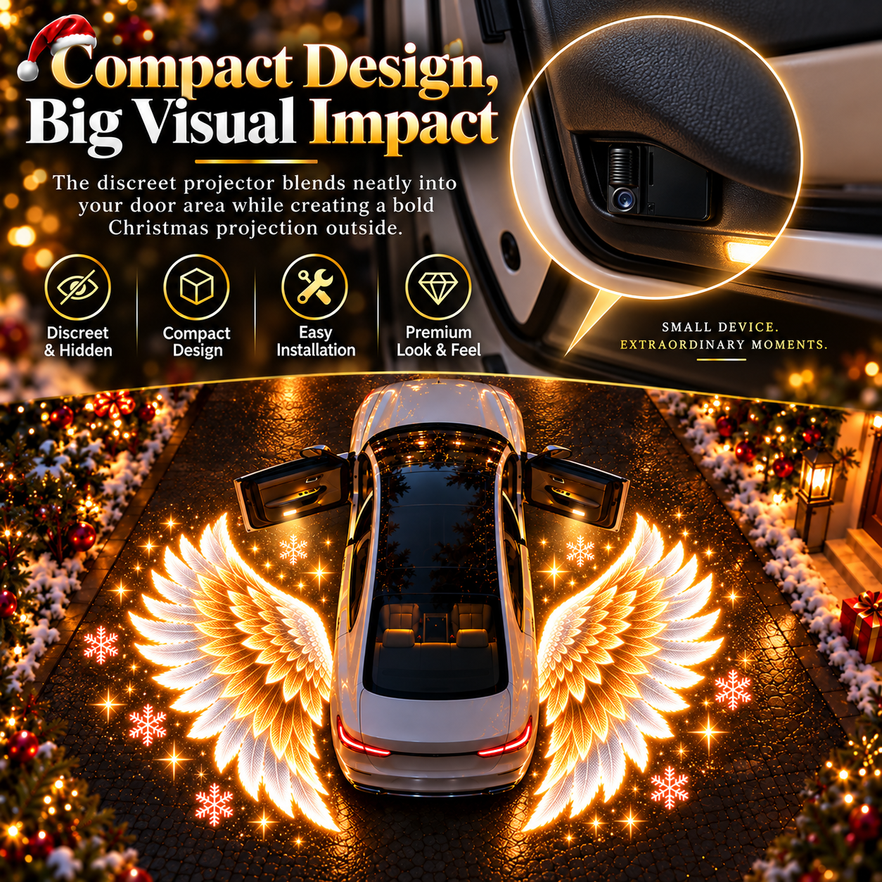 Christmas Angel Wing Car Door Projector Light