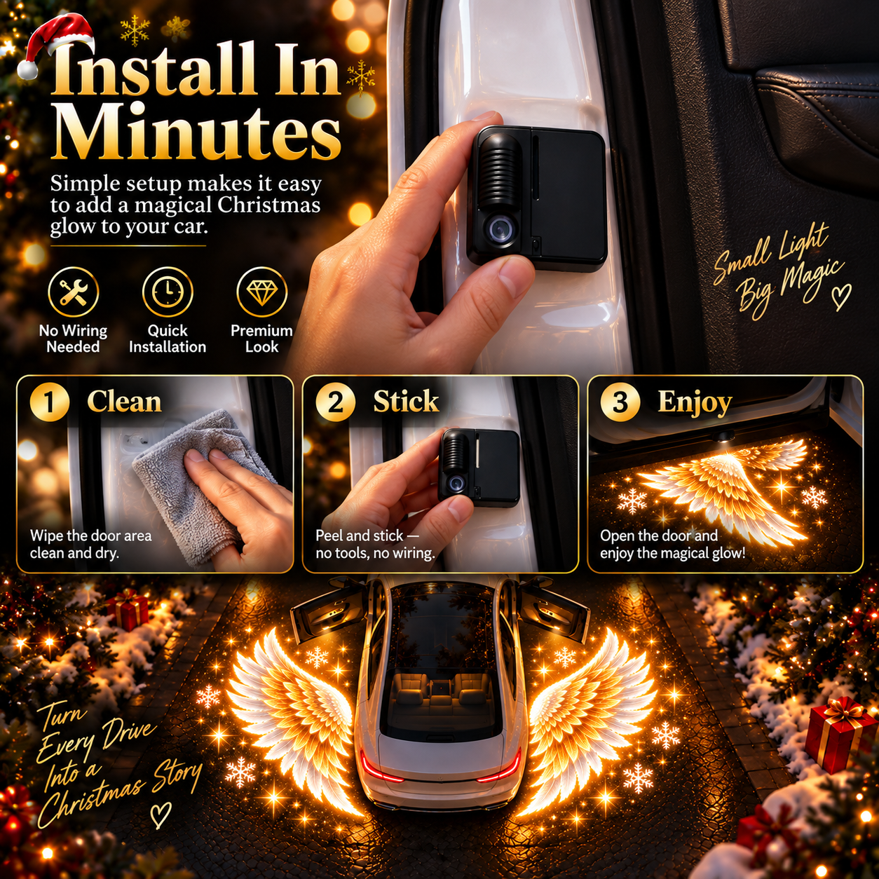 Christmas Angel Wing Car Door Projector Light