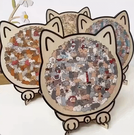 🎁Christmas Sale 49% OFF🎅135-Piece Morandi-Colored Cat Shaped Wooden Jigsaw Puzzle