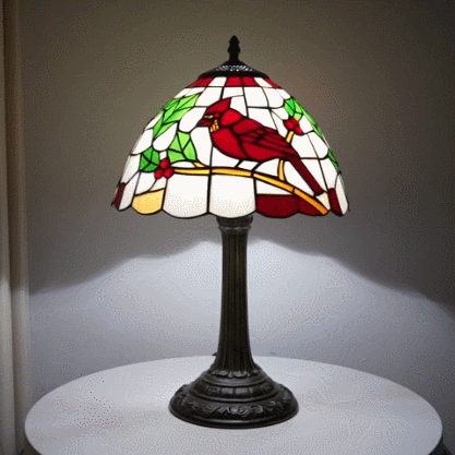 🐦 Cardinal Stained Glass Table Lamp