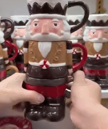 Stackable Christmas Mug Set – Festive Coffee Cups & Holiday Kitchen Decor
