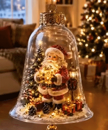8-Piece Lighted Christmas Diorama Bell Ornament Set