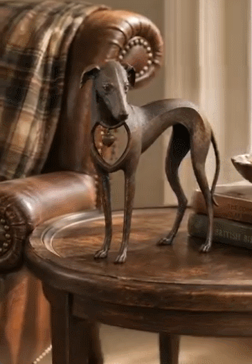 Heritage Heart Sighthound Sculpture – Vintage Iron Dog Accent for Timeless Interiors