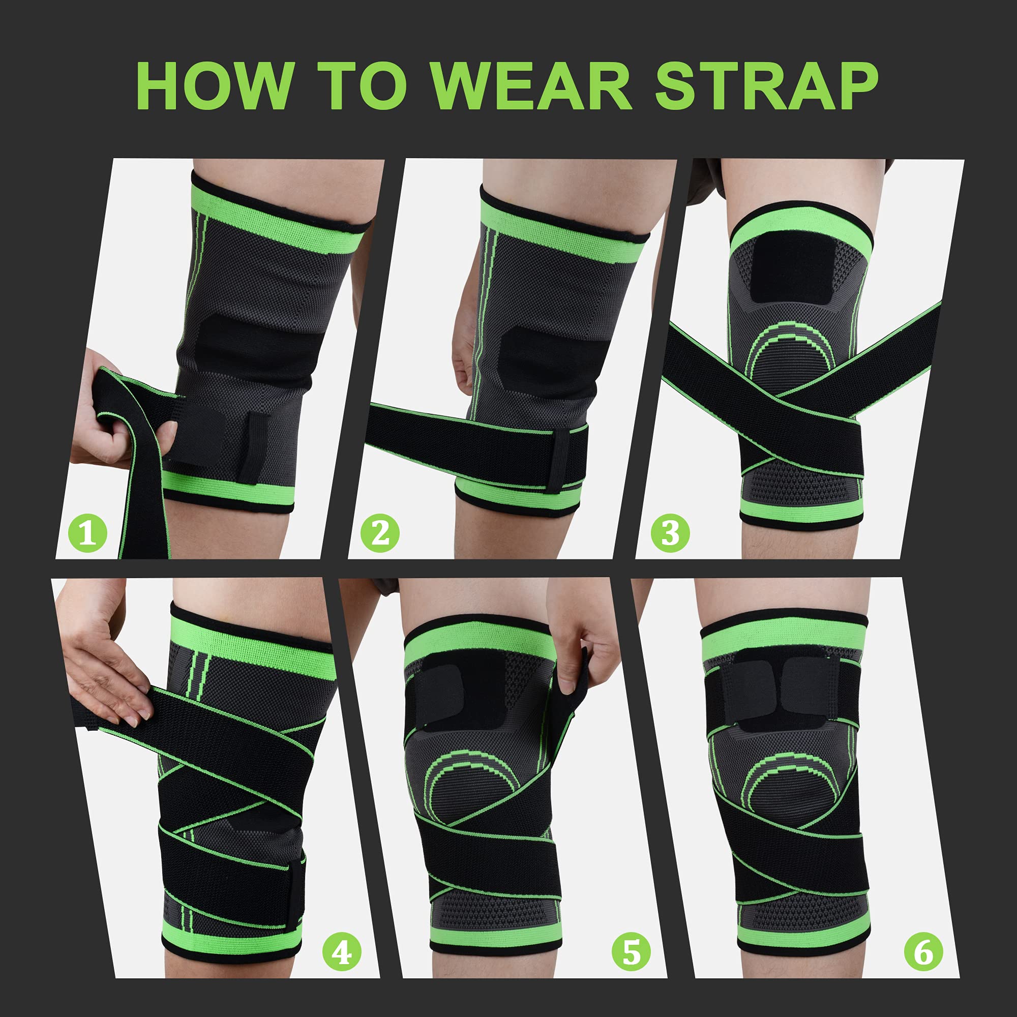 Professional compression knee brace with removable adjustable straps