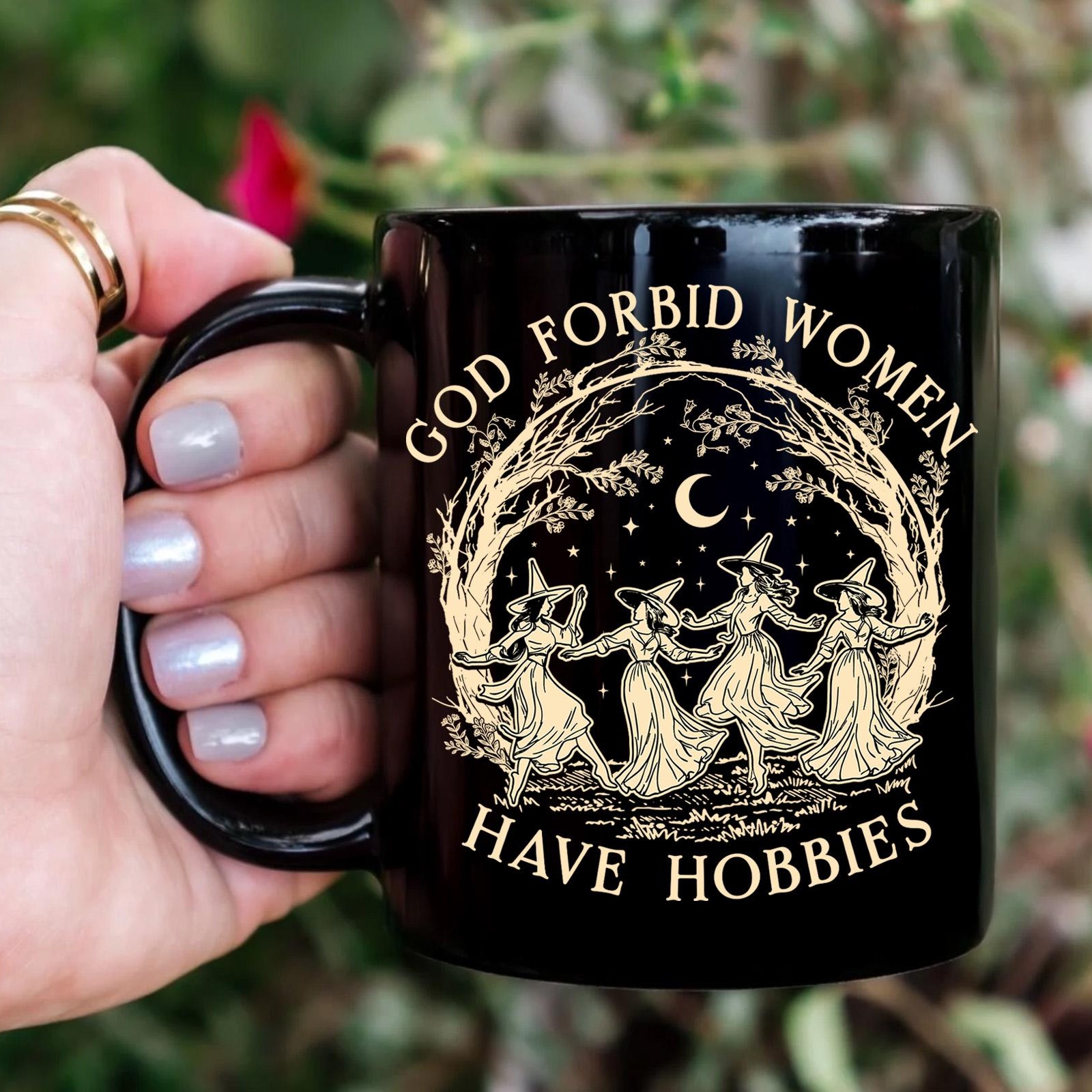 🎀God Forbid Women Have Hobbies Coffee Mug, Feminist Power Gift, Witch Mug 🎁✨