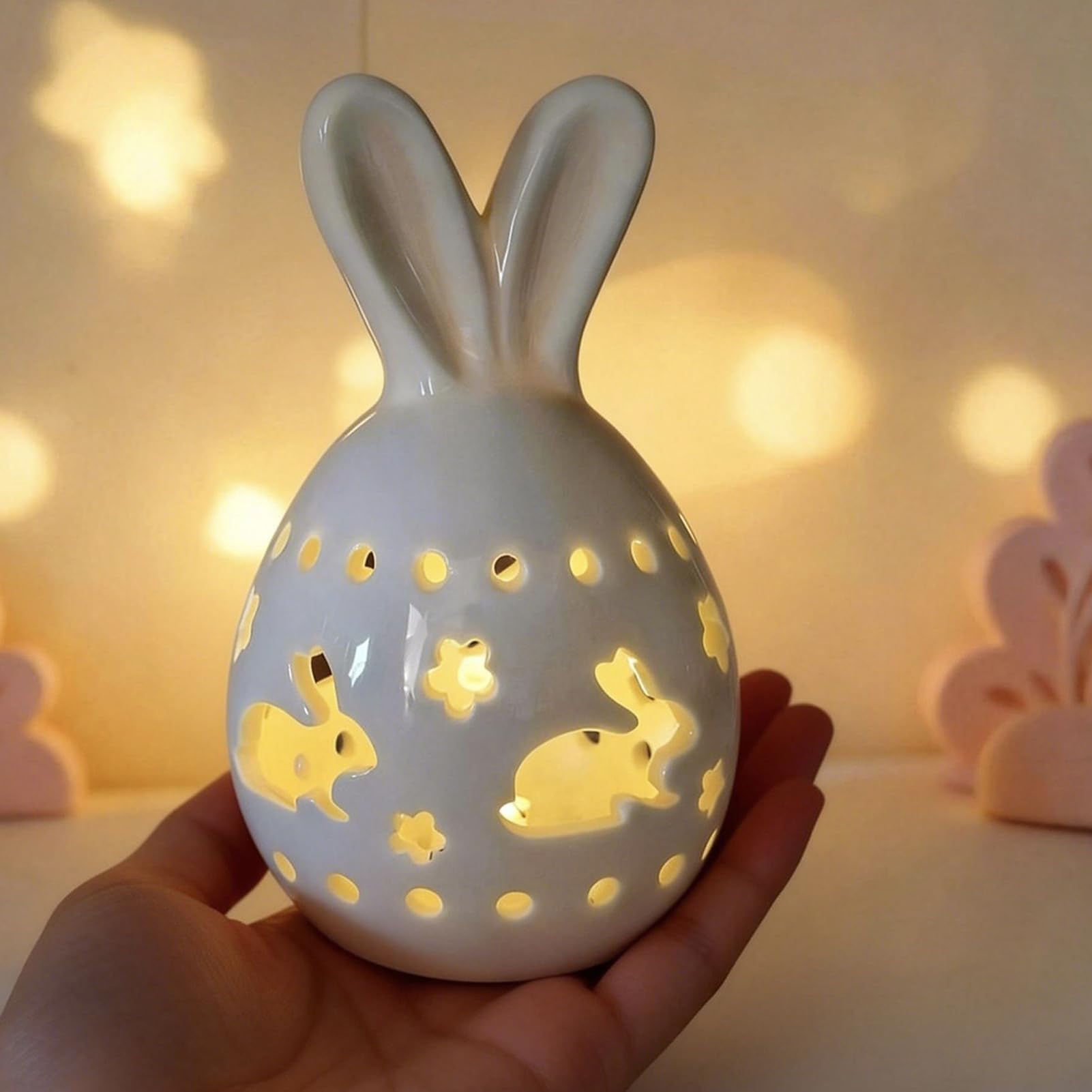 🐰 Easter Bunny Egg Resin Night Light – Soft Glow Spring Decor 💡✨