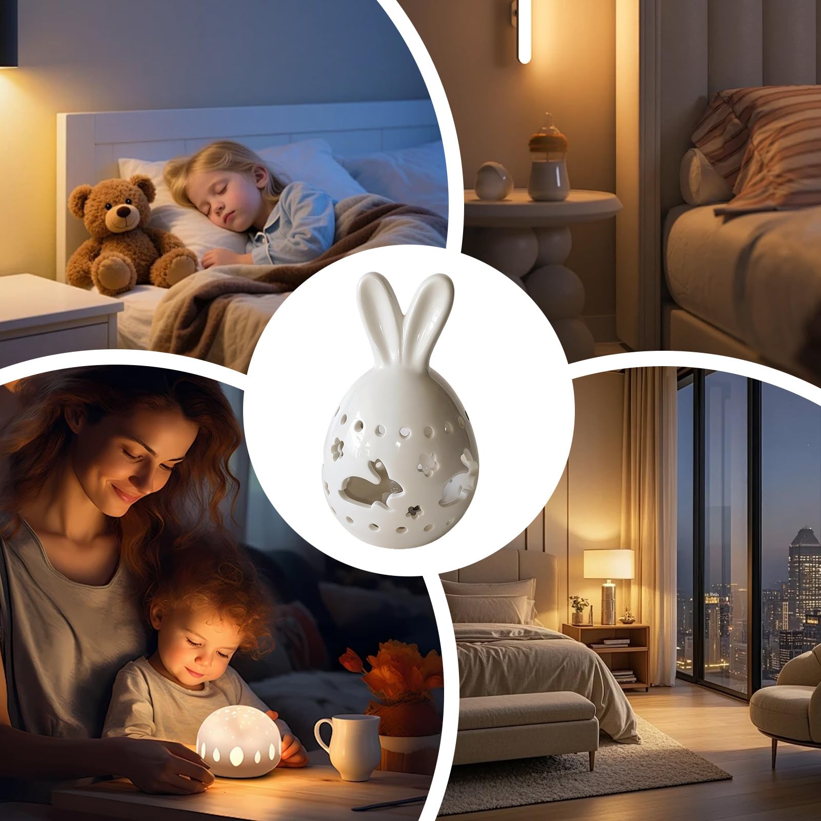 🐰 Easter Bunny Egg Resin Night Light – Soft Glow Spring Decor 💡✨