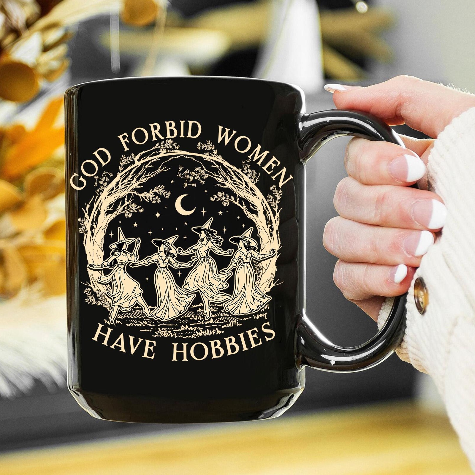 🎀God Forbid Women Have Hobbies Coffee Mug, Feminist Power Gift, Witch Mug 🎁✨