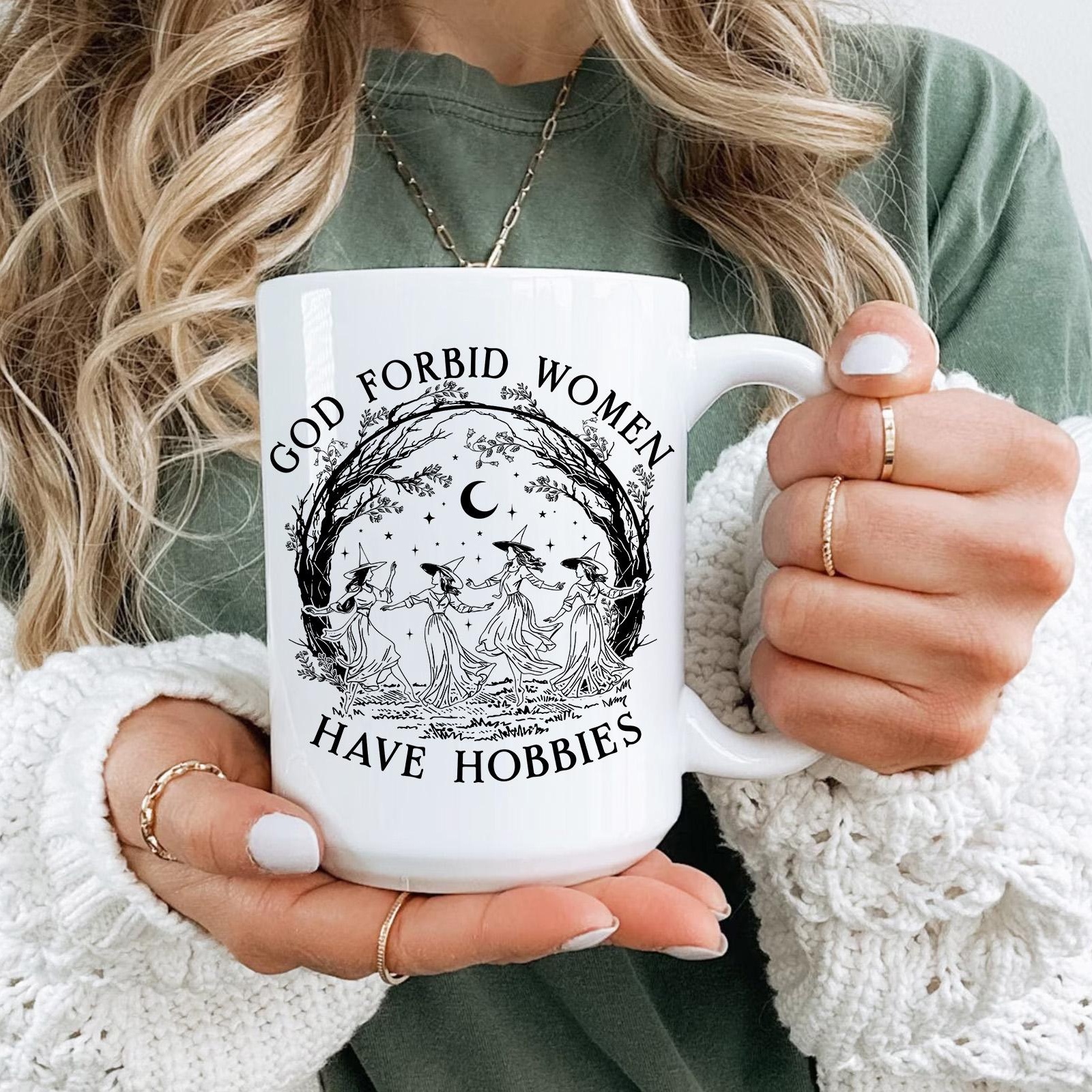 🎀God Forbid Women Have Hobbies Coffee Mug, Feminist Power Gift, Witch Mug 🎁✨