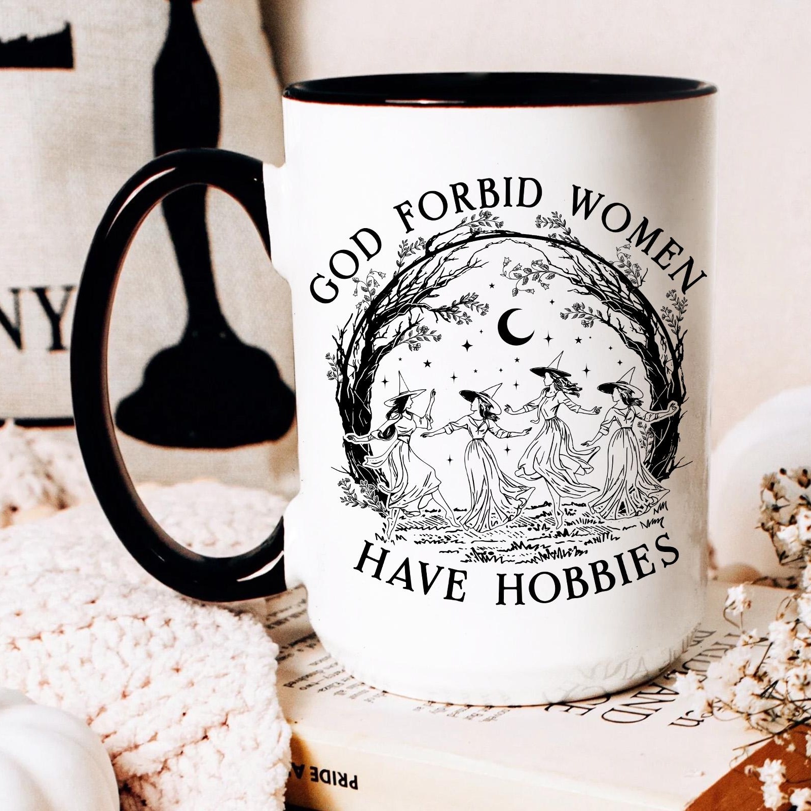 🎀God Forbid Women Have Hobbies Coffee Mug, Feminist Power Gift, Witch Mug 🎁✨