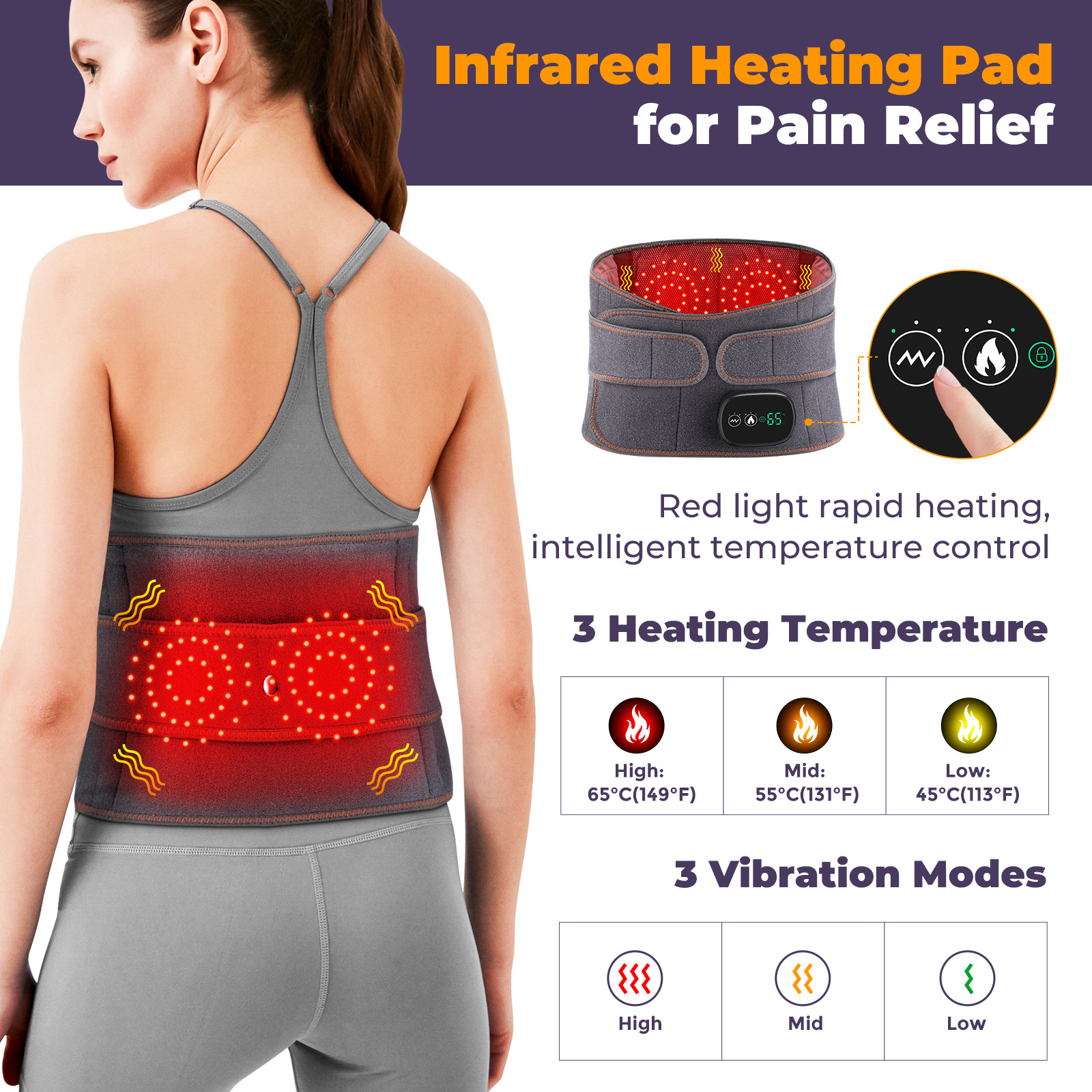 Red light Heated Lumbar Massager